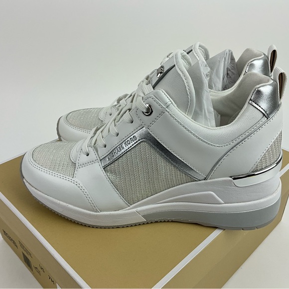 Michael Kors Women’s Georgie Trainer Glitter Chain Mesh New In Box - Picture 2 of 11